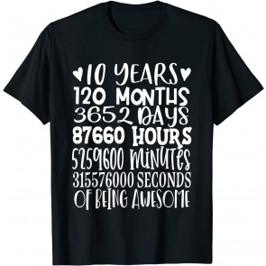 10 Years 120 Months Birthday 10th Bday Girl Double Digits T-Shirt