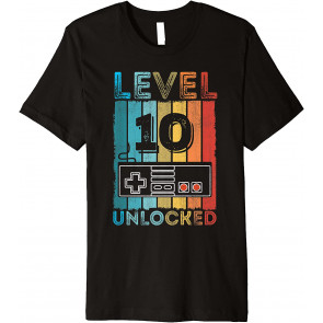 10th Birthday Gift Boys Mens Level 10 Unlocked Video Game T-Shirt