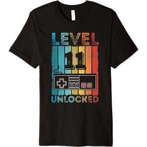 11th Birthday Gift Boys Mens Level 11 Unlocked Video Game T-Shirt