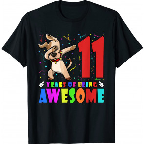 11th Birthday Party Dabbing Dog - 11 Years Old Girls Boys T-Shirt