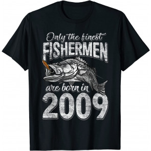 12 Years Old Fisherman Born In 2009 Fisherman 12th Birthday T-Shirt