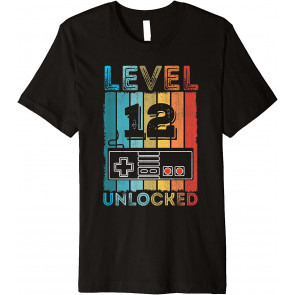 12th Birthday Gift Boys Mens Level 12 Unlocked Video Game T-Shirt