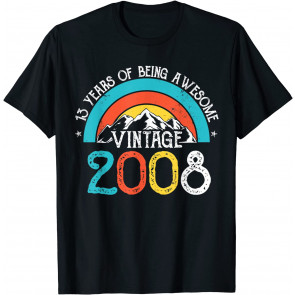 13 Years Old Vintage 2008 13th Birthday Boys Girls T-Shirt