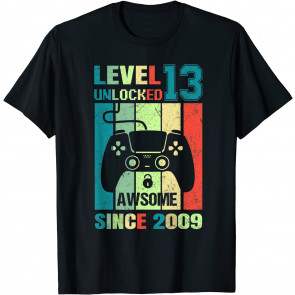 13th Birthday Gift Level 13 Unlocked Awesome 2009 Video Game T-Shirt