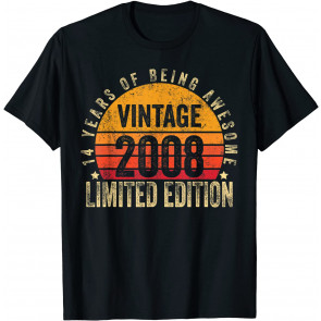 14 Year Old Gifts Vintage 2008 Limited Edition 14th Birthday T-Shirt