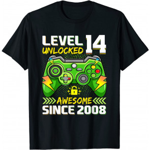 14th Birthday Gift Video Game Level 14 Unlocked Awesome 2008 T-Shirt