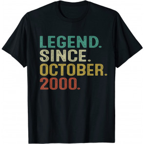21 Years Old Vintage Legend Since October 2000 21st Birthday T-Shirt