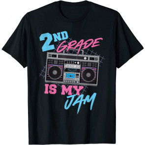 2nd Grade Is My Jam Vintage 80s Boombox Teacher Student T-Shirt