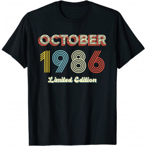 35th Birthday Gifts Vintage October 1986 Limited Edition T-Shirt