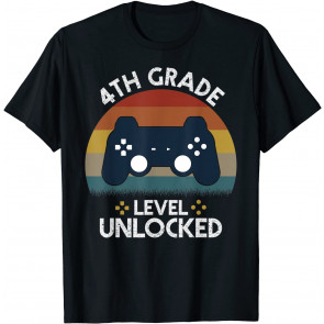 4th Grade Level Unlocked Video Game Vintage Back To School T-Shirt