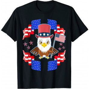 4th Of JULY : Eagle USA American Flag Red White Blue Stars T-Shirt