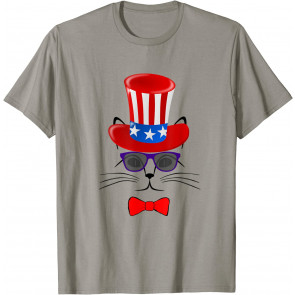 4th Of July Uncle Sam Patriotic American Hat Cat T-Shirt