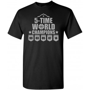 5 Time World Champions San Antonio Basketball T-Shirt