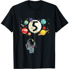 5 Years Old Birthday Boy Gifts Astronaut 5th Birthday T-Shirt