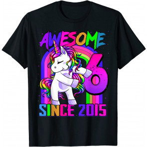 6 Years Old Unicorn Flossing 6th Birthday Girl Unicorn Party T-Shirt