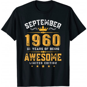 61st Birthday Gift 61 Years Old Awesome September 1960 T-Shirt