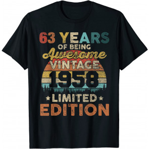 63 Years Old Vintage 1958 Limited Edition 63rd Birthday T-Shirt