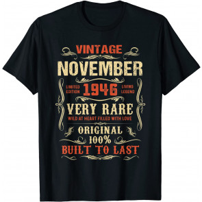 75 Year Old 75th Birthday Gifts Vintage November 1946 T-Shirt