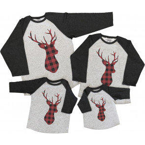 7ate9ApparelMatchingFamilyChristmasShirts-PlaidDeerGreyShirt