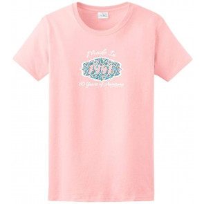 80th Birthday Candles Cards 80th Birthday Gift Made 1941 Paisley Crest Large Light Pink T-Shirt