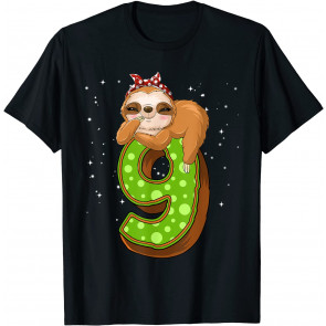 9 Year Old Sloth 9th Birthday Girl Party Cute Sloth Lover T-Shirt