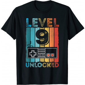 9th Birthday Gift Boys Mens Level 9 Unlocked Video Game T-Shirt