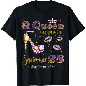 A Queen Was Born On September 28, 28th September Birthday T-Shirt