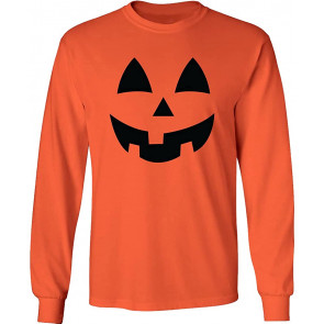 Adult Jack-O-Lantern Halloween Pumpkin Face In Orange T-Shirt