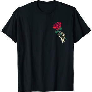 Aesthetic Streetwear Goth Skeleton Hand Red Rose Flower Gift T-Shirt