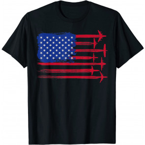 Aircraft American Flag Airplane Pilot 4th Of July Aviation T-Shirt