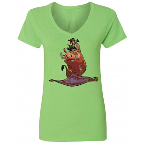 Aladdin Lion Timon Womens Vneck T-Shirt