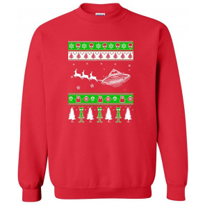 Alien UFO Spaceship Reindeer Ugly Christmas Xmas T-Shirt