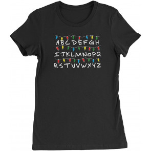 Alphabet Stranger Christmas Lights Womens T-Shirt