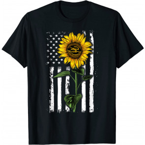 American Flag Art Sunflower Flip Flop Hippie Apparel Women T-Shirt