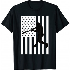 American Flag Baseball Silhouette Patriotic Baseball Player T-Shirt