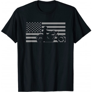 American Flag Biker Motorcycle T-Shirt