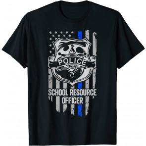 American Flag Blue Thin Line Apparel School Resource Officer T-Shirt