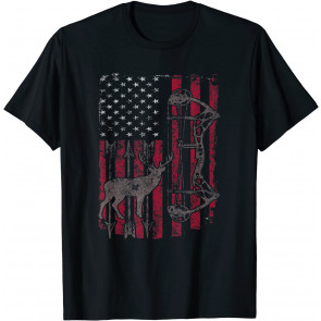 American Flag Deer Bow T-Shirt