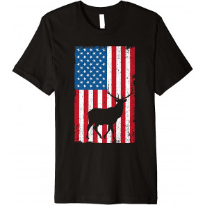 American Flag Deer Elk T-Shirt