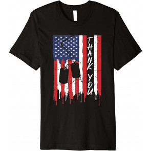 American Flag Dog Tags Patriotic Veterans 4th Of July Gear T-Shirt