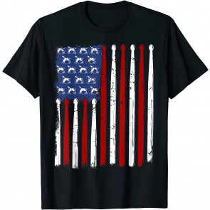 American Flag Drumsticks Vintage Drummer T-Shirt