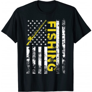 American Flag Fishing Rod USA Patriotic T-Shirt