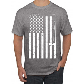 American Flag Fishing Rod USA T-Shirt