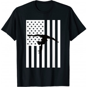 American Flag Gymnastics Silhouette Patriotic Gymnast T-Shirt