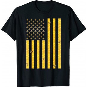 American Flag Honeycomb Honey Bee Beekeeping Beekeeper Gift T-Shirt