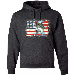 American Flag Jumping Largemouth Bass Fish Fishing T-Shirt
