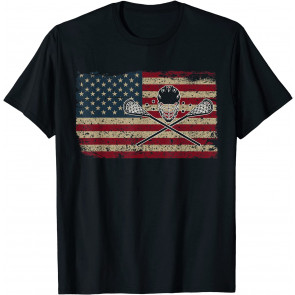 American Flag Lacrosse Gift Proud USA Lax Player Jersey T-Shirt