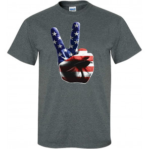 American Flag Peace Sign Hand Stars And Stripes T-Shirt