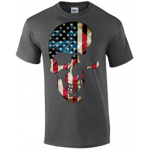 American Flag Skull Americana Skeleton Head Patriotic Patriot Cool Red White Blue USA T-Shirt