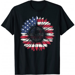 American Flag Sunflower Lover T T-Shirt